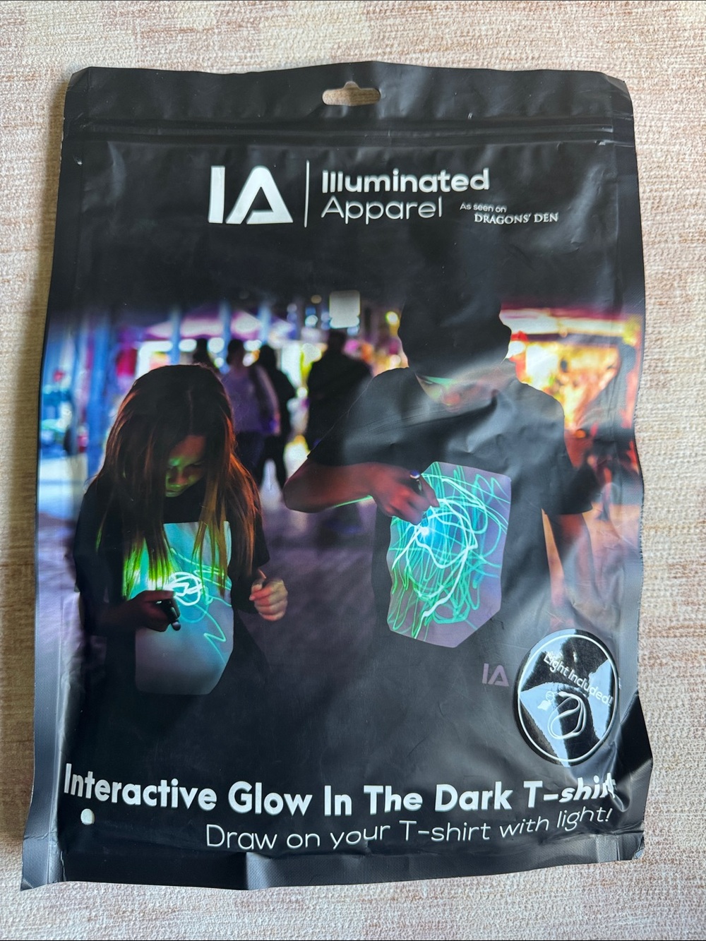 Interactive Glow-In-The-Dark Black Cotton Party Halloween Kids T-Shirt 9-11Y NWT